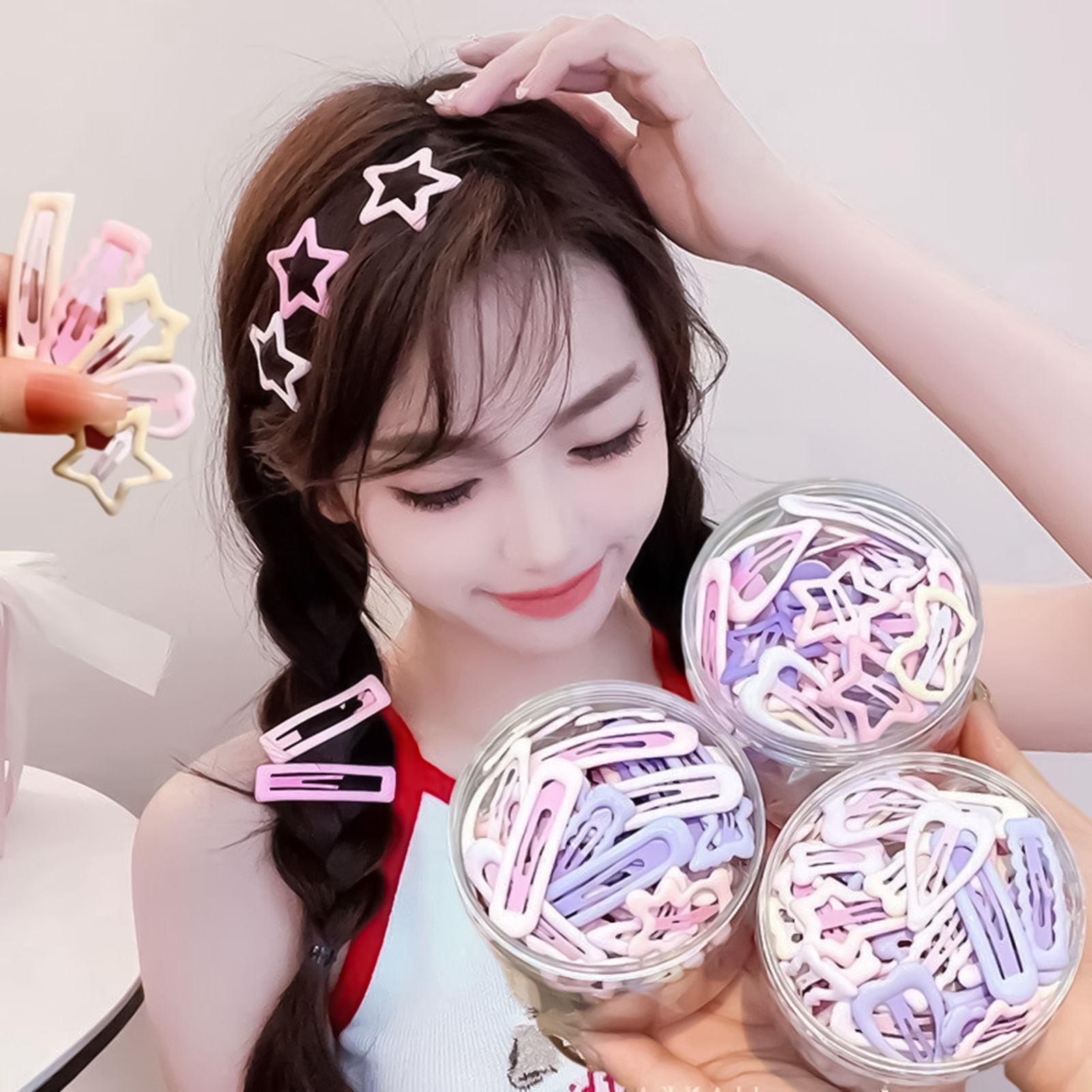 Korean Women Lifestyle - 3 個のスイートスタイルのヘッドウェアピン、すべてマッチし、安定したグリップ、日常の生活に適した滑らかなヘッドウェア、日常使用に最適です。