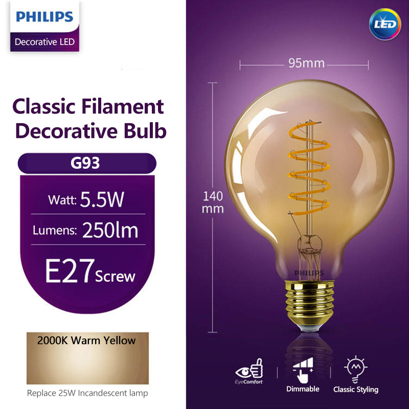 フィリップス LED G93 クラシック フィラメント装飾ビ - Philips Bulb Led Classic のレビューと価格